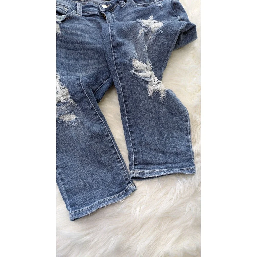 Judy Blue Jeans Womens 13/31 Skinny Capri Fit Distressed Raw Fray Hem Casual Y2K - Picture 9 of 11